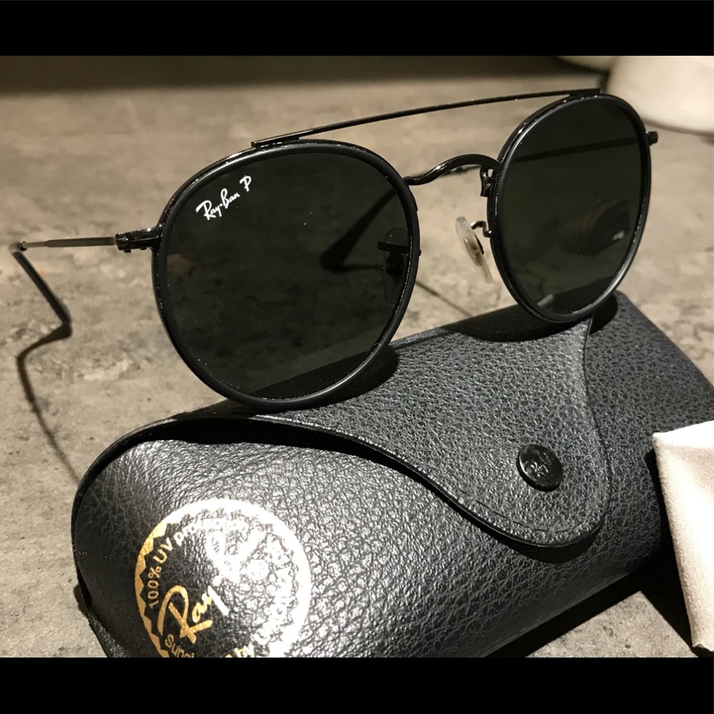 Ray-Bans Polarized Round Double Bridge Sunglasses